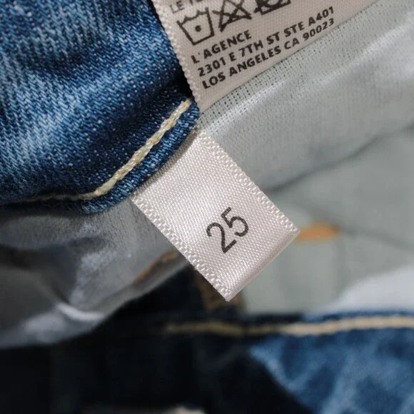 L'agence NWT Denim Jeans Sz 25 US Miley Ultra High Rise Wide Leg in Blue Cotton - Picture 11 of 13